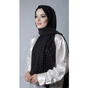 Hürrem Bone Siyah Desenli Şal Şifon Kumaş Kareli Çizgili 202107_01