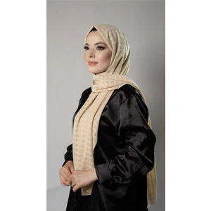 Hürrem Bone Gold Desenli Şal Şifon Kumaş Kareli Çizgili 202107_03