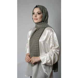 Hürrem Bone Haki Desenli Şal Şifon Kumaş Kareli Çizgili 202107_09