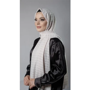 Hürrem Bone Taş Desenli Şal Şifon Kumaş Kareli Çizgili 202107_46