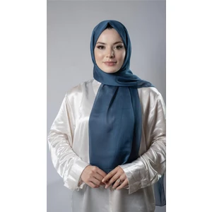 Hürrem Bone Petrol Mavisi Düz Klasik Şal Şifon Kumaş Janjan Abiye 202108_17