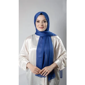 Hürrem Bone Saks Mavisi Düz Klasik Şal Şifon Kumaş Janjan Abiye 202108_24