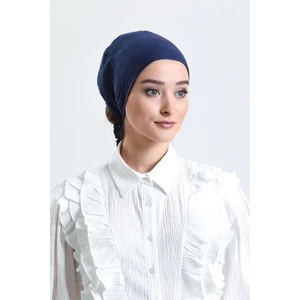 Hürrem Bone Lacivert Arkadan Bağlamalı Tesettür Bone Penye Kumaş Düz Bone 1011_02