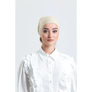 Hürrem Bone Bej Arkadan Bağlamalı Tesettür Bone Penye Kumaş Düz Bone 1011_12