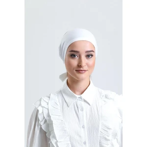 Hürrem Bone Krem Arkadan Bağlamalı Tesettür Bone Penye Kumaş Düz Bone 1011_40