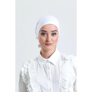 Hürrem Bone Beyaz Arkadan Bağlamalı Tesettür Bone Penye Kumaş Düz Bone 1011_42