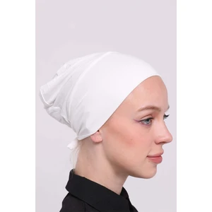 Hürrem Bone Krem Arkadan Bağlamalı Tesettür Bone Viskon Kumaş Dikişsiz Geçmeli Likralı Iç Bone 3010_40