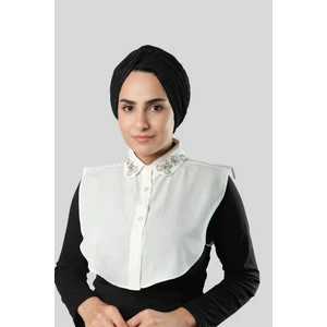Hürrem Bone Krem Gömlek Yakalı Boyunluk Terikoton Taşlı Çiçek Desenli 1016_40