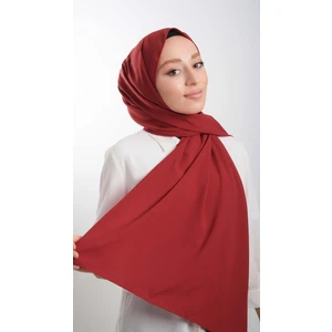 Hürrem Bone Kırmızı Düz Klasik Şal Medine Ipeği Sade 202103_31
