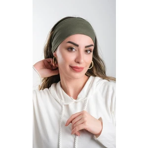 Hürrem Bone Haki Pratik Hazır Geçmeli Tesettür Bone Viskon Kumaş Sade 3007_09