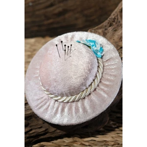 Hürrem Bone Pembe Eşarp Şal Iğnedanlık Kadife Çiçekli Şapkalı 5002_04