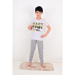 Erkek Çocuk Kısa Kollu Pijama Takımı Fast Model Gri