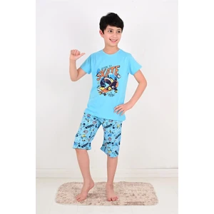Erkek Çocuk Kapri  Pijama Takımı Born To Skate Turkuaz