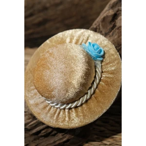 Bej Eşarp Şal Iğnedanlık Kadife Çiçekli Şapkalı 5002_12