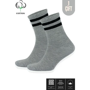 Kral Socks Erkek - Kadın Çizgili Kolej Tenis Çorabı Pamuklu Terletmez Çorap