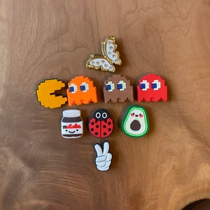 Crocs Jibbitz Terlik Süs Kelebek -Crocs Terlik Süsü Pacman,nutella,kivi,uğur Böceği 8'li Set