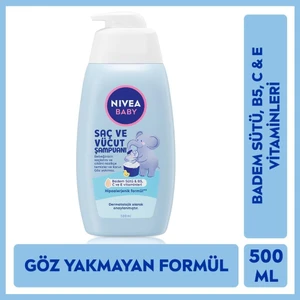 Baby Bebek Saç ve Vücut Şampuanı 500ML, Göz Yakmayan Formül, Badem Sütü, C&e Vitamini, Hassas Cilt