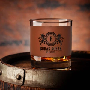 Kişiye Özel Doğum Günü Hediyesi Taba Deri Viski Bardağı