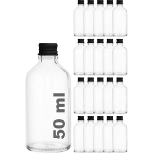 50 ml Metal Siyah Kapaklı Hediyelik Şat Şişesi 50 cc Kolonya Koku Süs Shot Cam Şişe 20 Adet