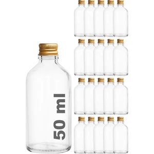 50 ml Metal Gold Kapaklı Hediyelik Şat Şişesi 50 cc Kolonya Koku Süs Shot Cam Şişe 20 Adet