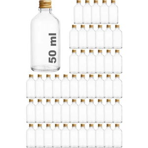 50 ml Metal Gold Kapaklı Hediyelik Şat Şişesi 50 cc Kolonya Koku Süs Shot Cam Şişe 50 Adet