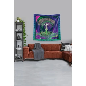 Multirenk Hayat Ağacı Leke Tutmaz Kadife Kumaş Duvar Örtüsü Duvar Halısı Tapestry