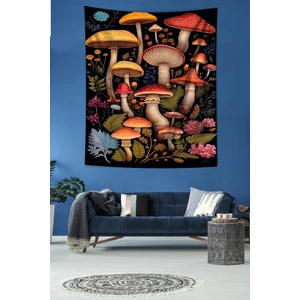 Renkli Mantarlar Leke Tutmaz Kumaş Duvar Örtüsü Duvar Halısı Tapestry