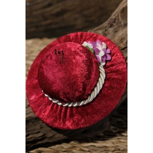 Kırmızı Eşarp Şal Iğnedanlık Kadife Çiçekli Şapkalı 5002_31
