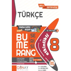 Günay Yayınları 8. Sınıf Bumerang Etkinlikli Türkçe Akıllı Kitap