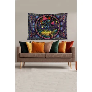 Çok Renkli Mushroom Mantar Desenli Leke Tutmaz Kadife Kumaş Duvar Örtüsü Duvar Halısı Tapestry