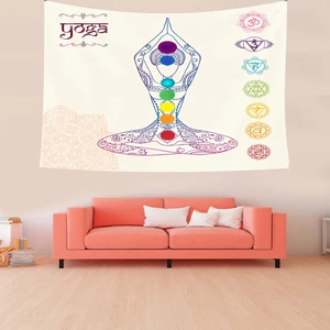 Yoga Enerji Çakralar Leke Tutmaz Kadife Dokulu Kumaş Duvar Örtüsü Duvar Halısı Tapestry