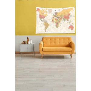 Multirenk Dünya Haritası Desenli Leke Tutmaz Kadife Kumaş Duvar Örtüsü Duvar Halısı Tapestry