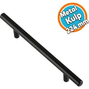 Mobilya Mutfak Çekmece Dolap Kapak Kulpu Kulbu 224 mm Mat Siyah Metal Kulp