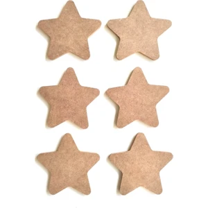 6'lı Mini Yıldız Seti / Ham Mdf Boyanabilir Obje 10 cm