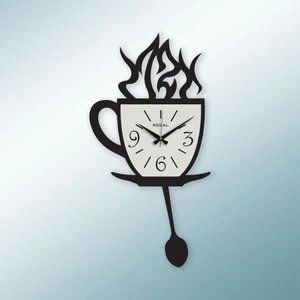 1157 B Lazer Kesim Kahve Fincanı Siyah dekoratif duvar saati