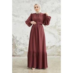 Etek Ucu Pileli Elbise - Gül Kurusu