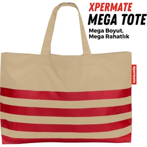 Mega Tote Çanta - Su Itici Plaj Çantası Günlük Omuz Çantası ve Kol Çantası The Tote Bag Bej