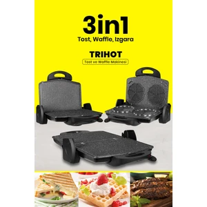 IN-7464S Trihot 3in1 Granit Çıkarılabilir Waffle Izgara Tost Makinesi