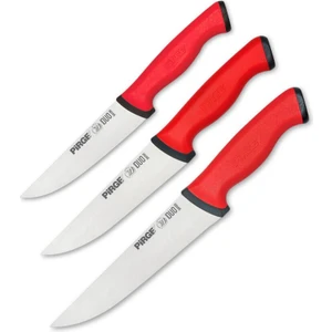 Duo 3'lü Profesyonel Kasap Et Bıçak Seti 35134 Kırmızı 12,5 cm. - 14,5 cm. - 19 cm.
