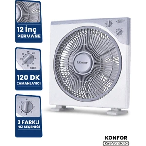 Konfor 12" Zamanlayıcılı Kare Vantilatör