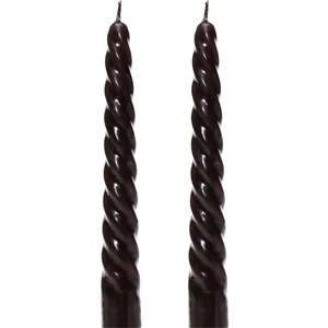 2'li Siyah Burgulu Şamdan Mum Seti