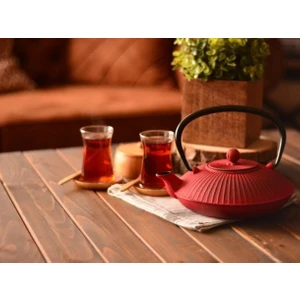 T0588 Mate Döküm Demlik 1150 ml Kırmızı çaydanlık