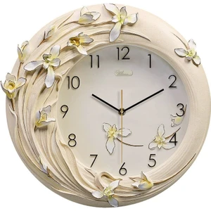 1004 W Kabartma Çiçek Desenli Duvar Saati