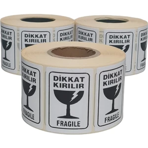 Dikkat Kırılır Etiketi 4cm x 6cm 2500 Adet