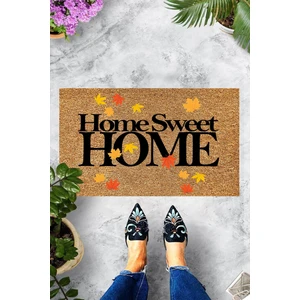 Dijital Baskılı Sonbahar Yaprakları Desenli Home Sweet Home Yazıllı Dekoratif Kapı Önü Paspası