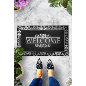 Dijital Baskılı Gümüş Welcome Yazılı Dekoratif Kapı Önü Paspası