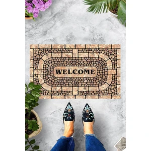 Dijital Baskılı Taş Desenli Welcome Yazılı Dekoratif Kapı Önü Paspası