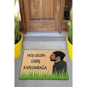 Dijital Baskılı Hoşgeldin Gebeş Kaplumbağa Yazılı Dekoratif Kapı Önü Paspası