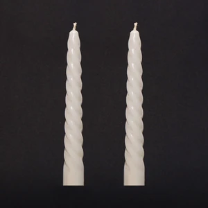 2'li Ekru Burgulu Şamdan Mum Seti