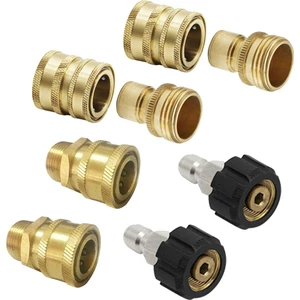 Basınçlı Yıkama Hızlı Bağlantı Adaptör Kiti M22 14MM x 3/8 Inç Hızlı Bağlantı Fişi 5000PSI Yüksek Basınçlı Pirinç Bağlantı Parçası (Yurt Dışından)